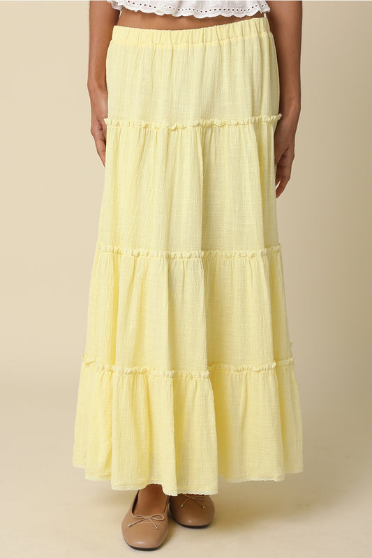 Tiered Maxi Skirt in Butter
