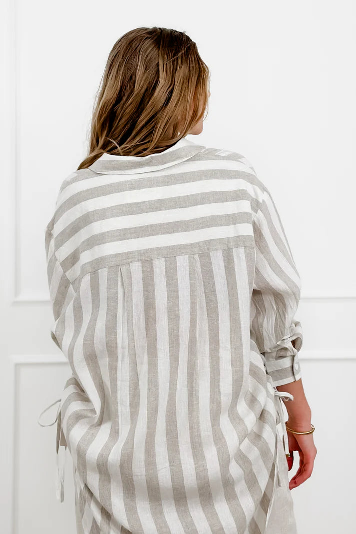 Mocha Stripped Linen Top