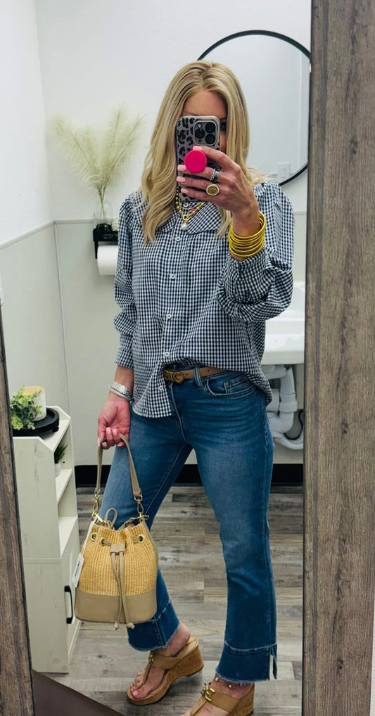 Charlotte Gingham Button Down with Peter Pan Collar