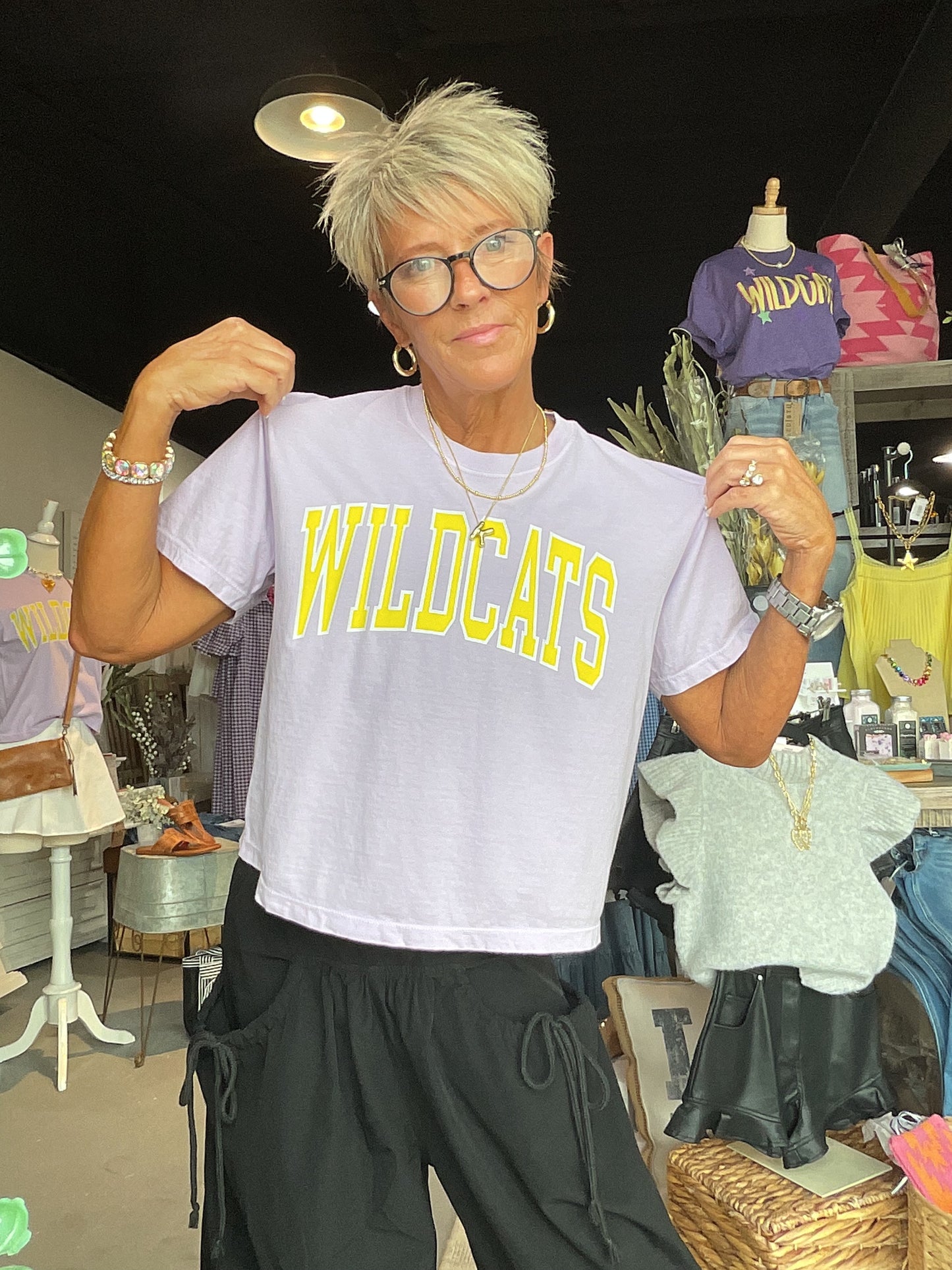 Godley WILDCATS Crop Tee lavender/yellow
