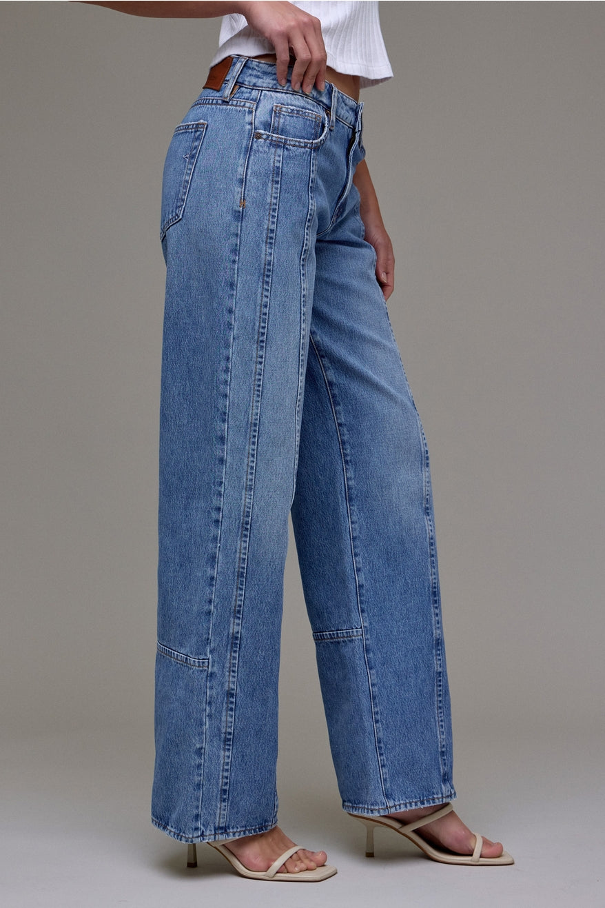 Medium Wash Front Seam Classic Relaxed Dad Jean