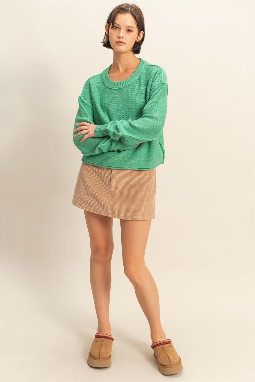 Cropped Oversized Sweater in Emerald