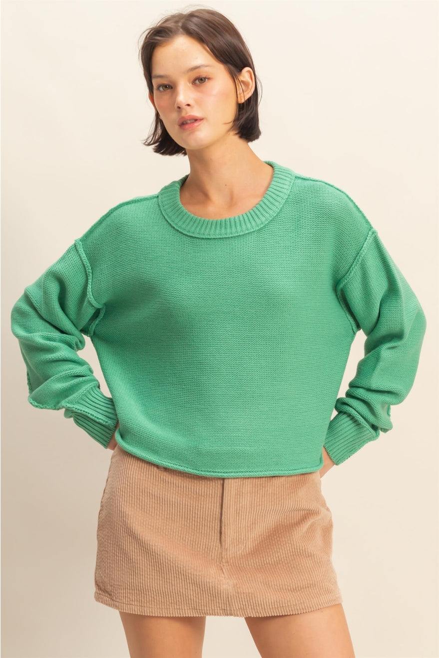 Cropped Oversized Sweater in Emerald
