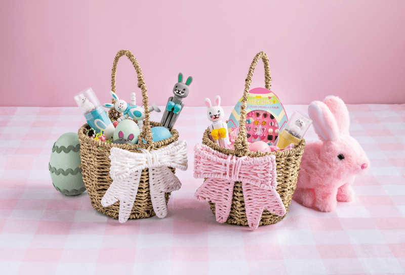 White woven bow Easter basket