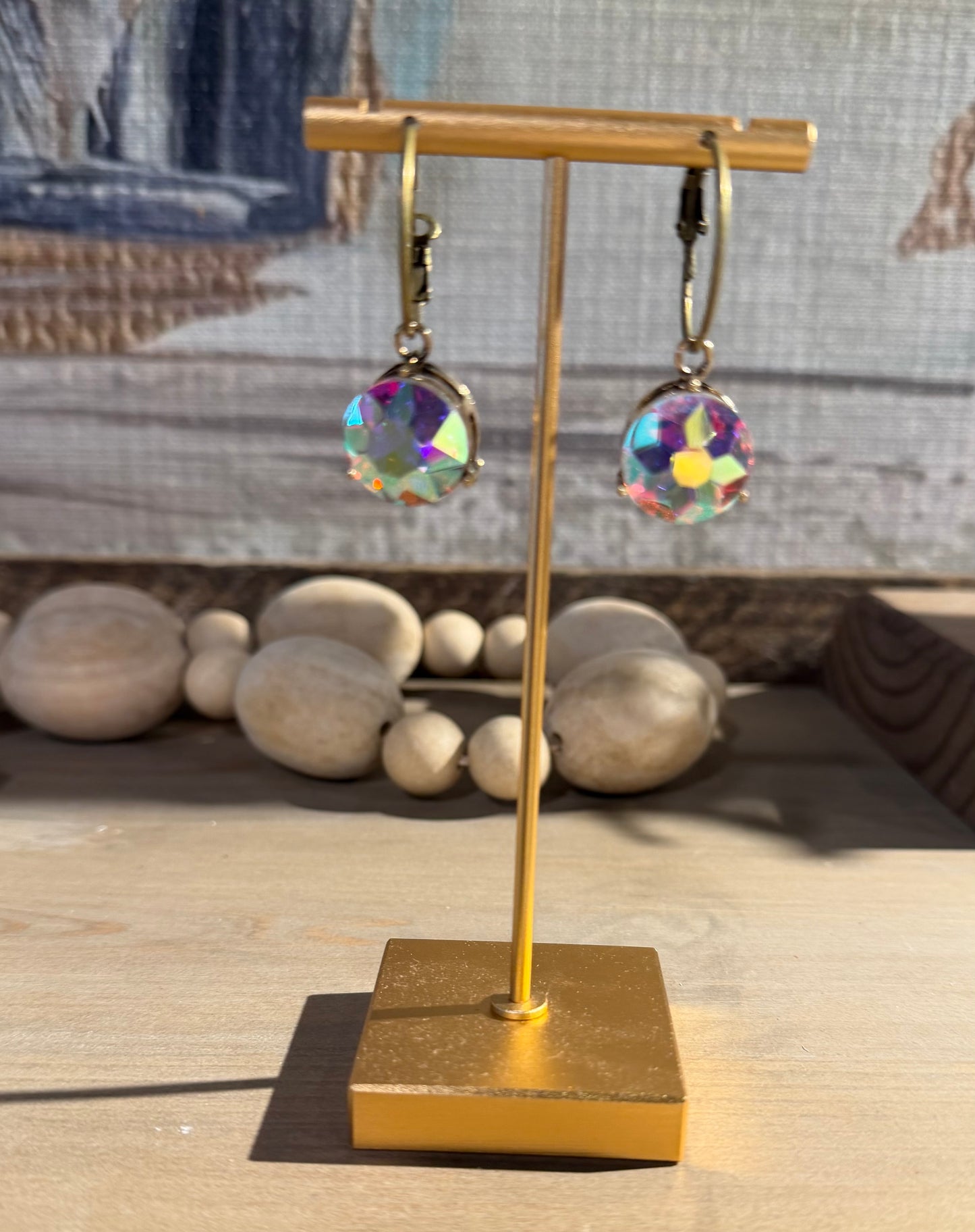 Clear Iridescent dangle Earrings CJ315