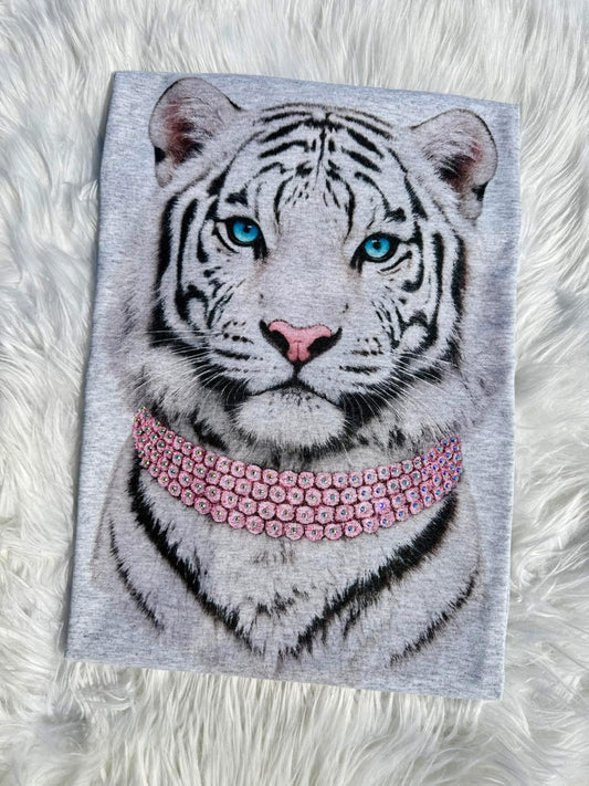 Leopard Pink Bling necklace tshirt