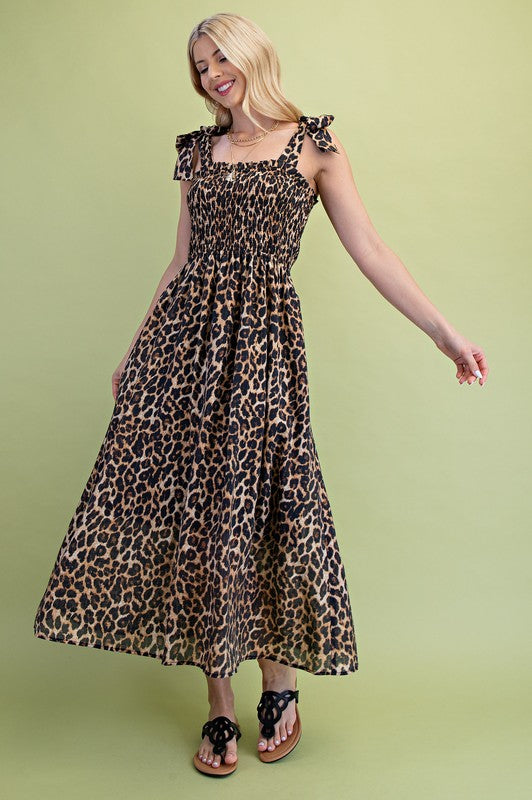Leopard Printed Midi Dress