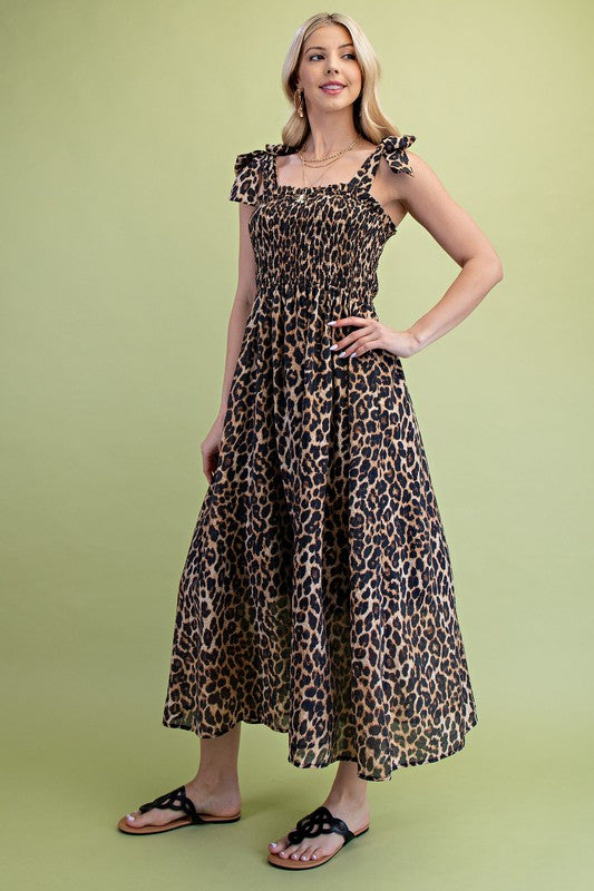 Leopard Printed Midi Dress