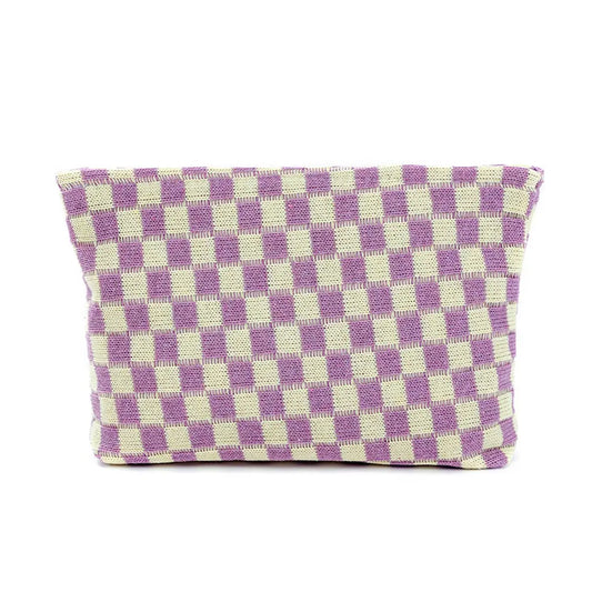 Purple Checkerboard Makeup Bag