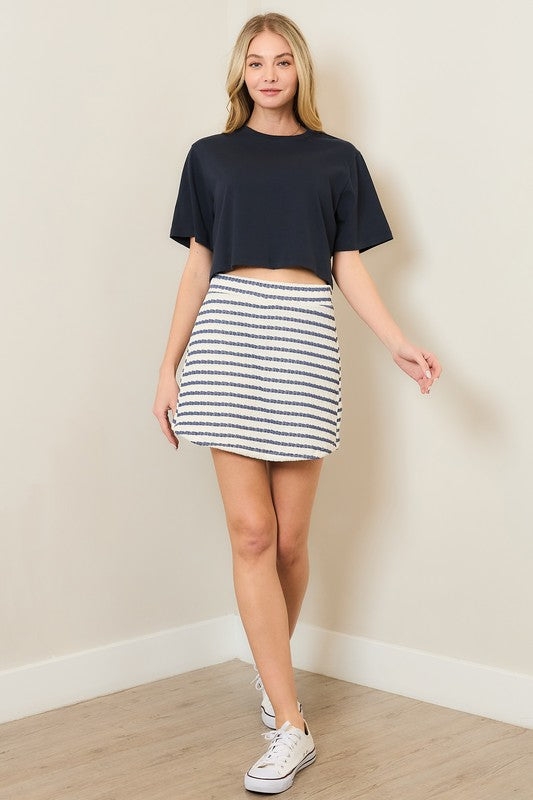 Chambray Striped Skort
