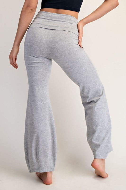 Grey Cotton Lycra Bubbled Flare Pants